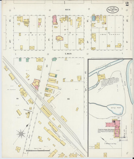 Sanborn Fire Insurance Map from Palmyra, Jefferson County, Wisconsin (1898), Sheet #0002 - Historic Sanborn Fire Insurance Map Print, vintage old map wall art, antique decor, genealogy gift, Wisconsin Wisconsin map