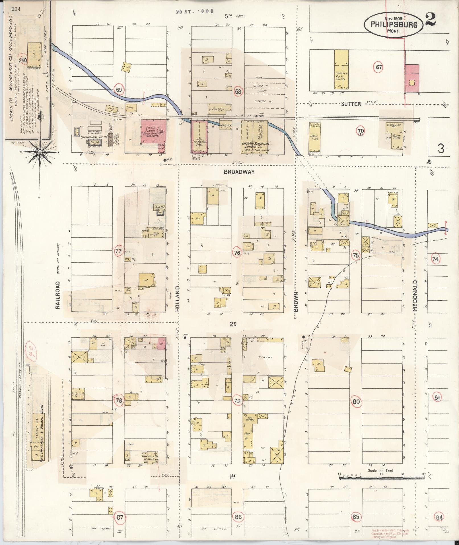 Sanborn Fire Insurance Map from Philipsburg, Granite County, Montana (1932), Sheet #0002 - Complete Map Set gallery image, historic Sanborn map, vintage wall art, Montana Montana