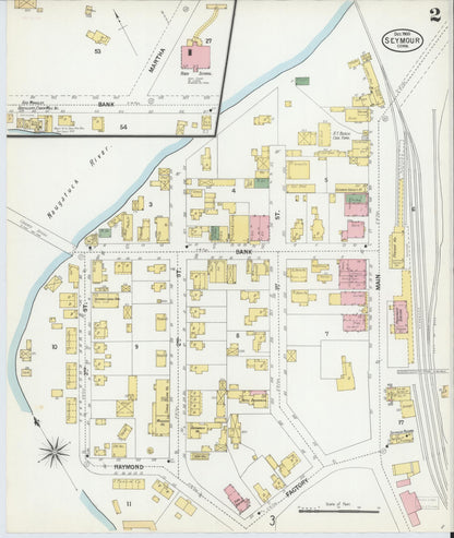 Sanborn Fire Insurance Map from Seymour, New Haven County, Connecticut (1900), Sheet #0002 - Complete Map Set gallery image, historic Sanborn map, vintage wall art, Connecticut Connecticut