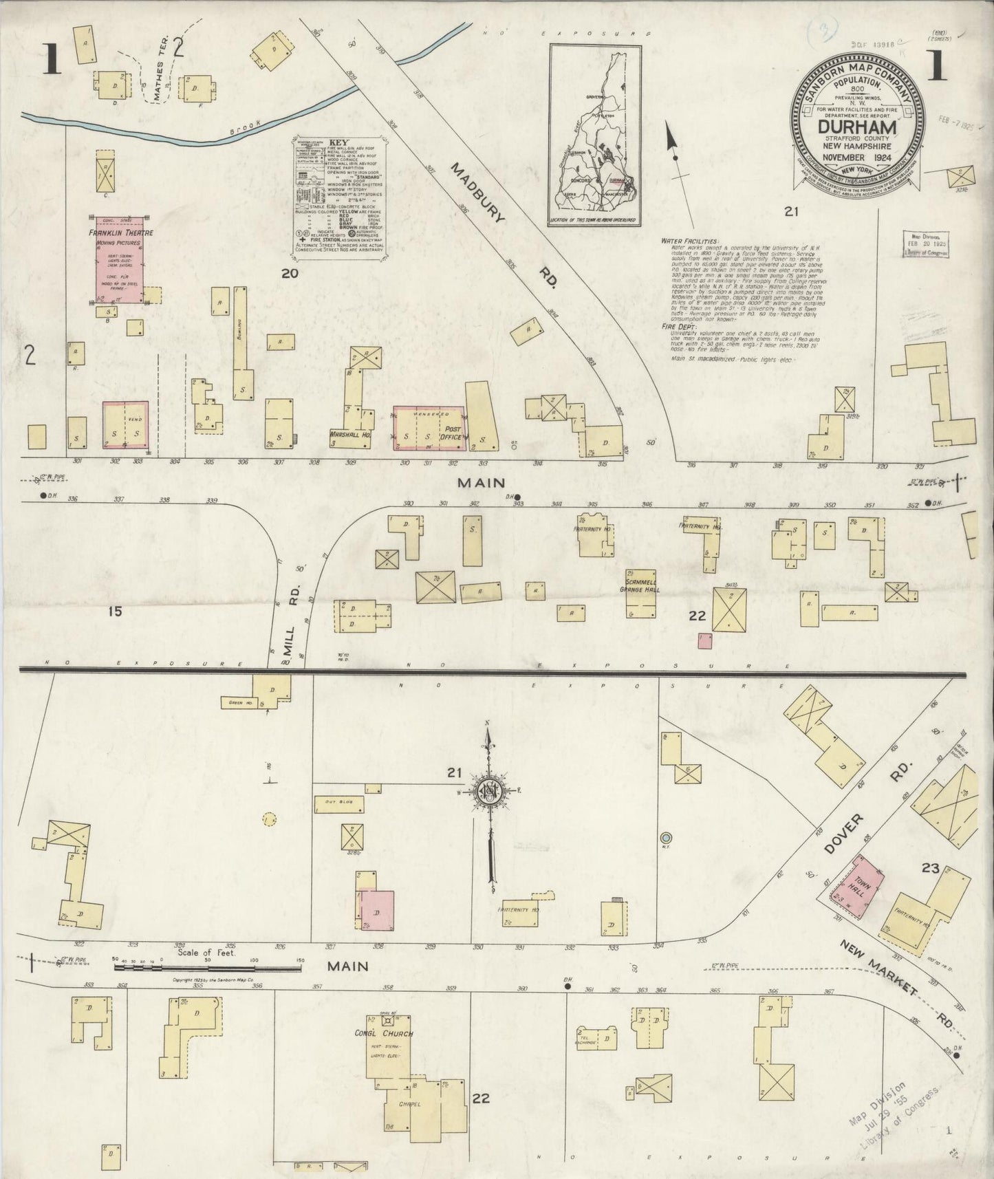 Sanborn Fire Insurance Map from Durham, Strafford County, New Hampshire. (1924) – Historic Sanborn Fire Insurance Map Print