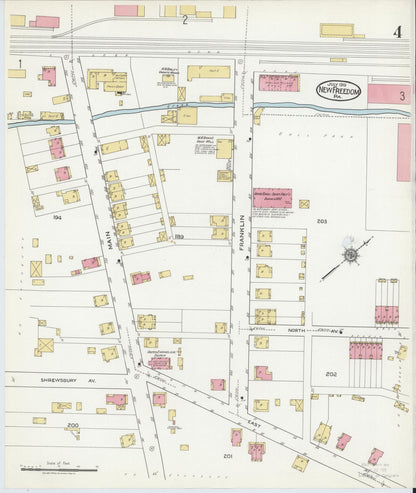 Sanborn Fire Insurance Map from New Freedom, York County, Pennsylvania (1919), Sheet #0004 - Historic Sanborn Fire Insurance Map Print, vintage old map wall art, antique decor, genealogy gift, Pennsylvania Pennsylvania map