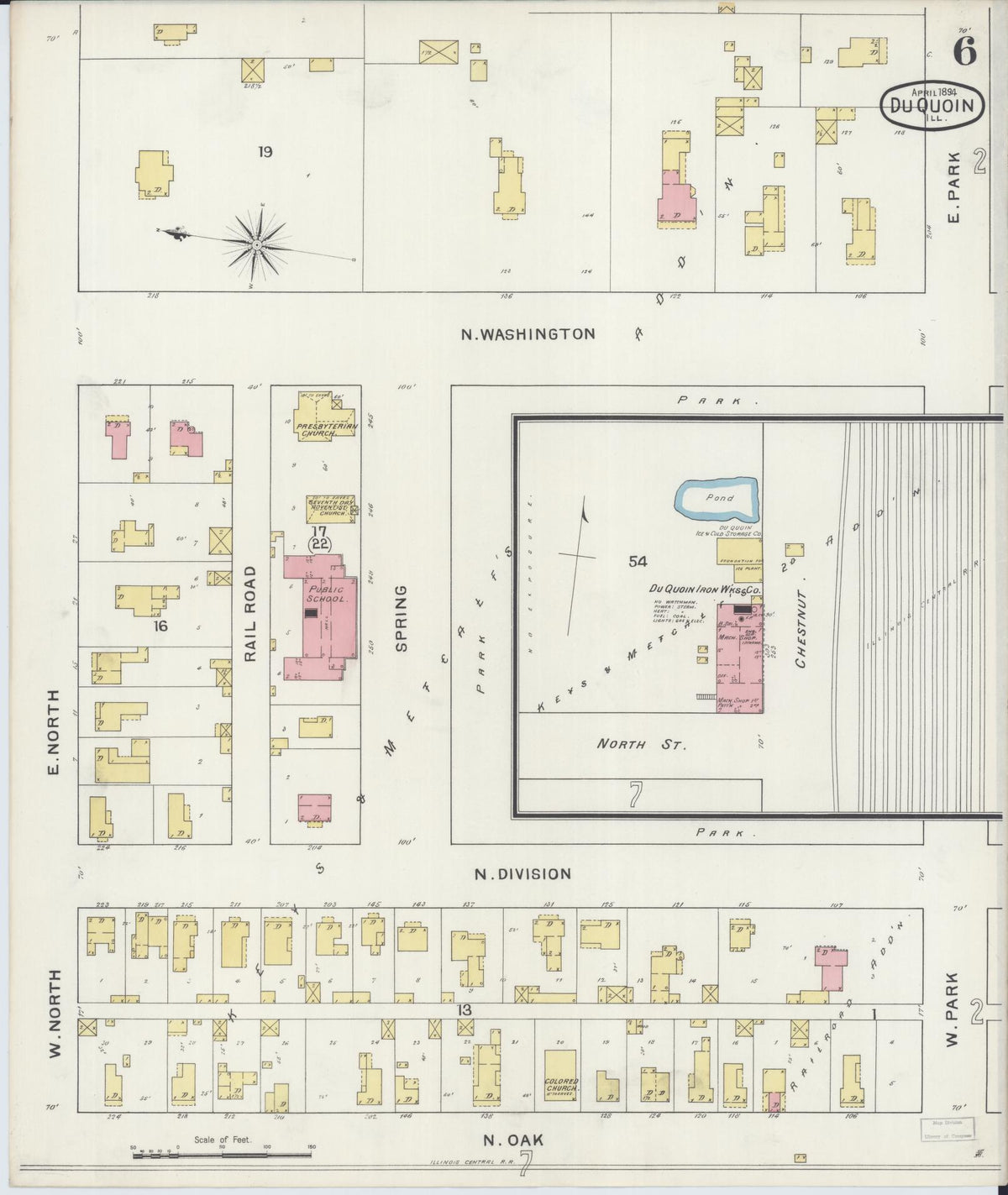 Sanborn Fire Insurance Map from Du Quoin, Perry County, Illinois (1894), Sheet #0006 - Complete Map Set gallery image, historic Sanborn map, vintage wall art, Illinois Illinois