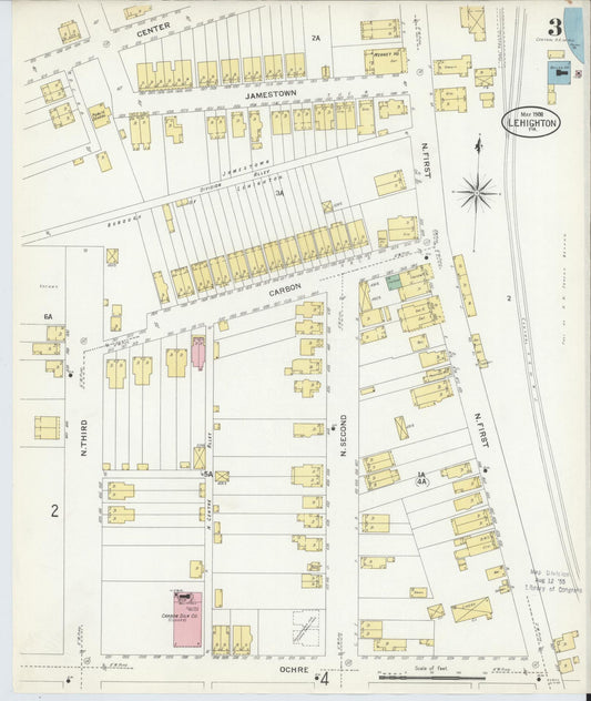 Sanborn Fire Insurance Map from Lehighton, Carbon County, Pennsylvania (1908), Sheet #0003 - Historic Sanborn Fire Insurance Map Print, vintage old map wall art, antique decor, genealogy gift, Pennsylvania Pennsylvania map