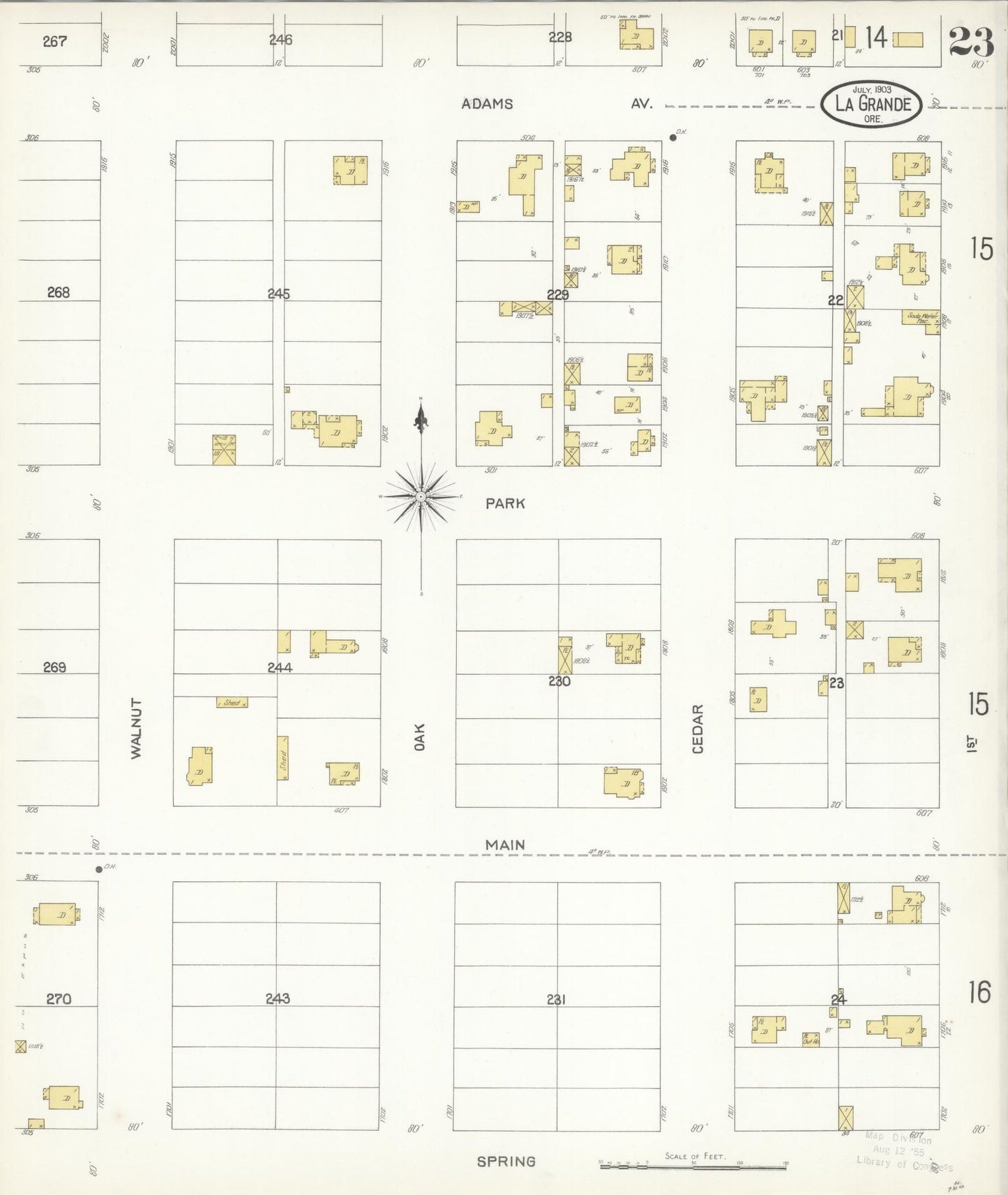 Sanborn Fire Insurance Map from La Grande, Union County, Oregon (1903), Sheet #0023 - Complete Map Set gallery image, historic Sanborn map, vintage wall art, Oregon Oregon