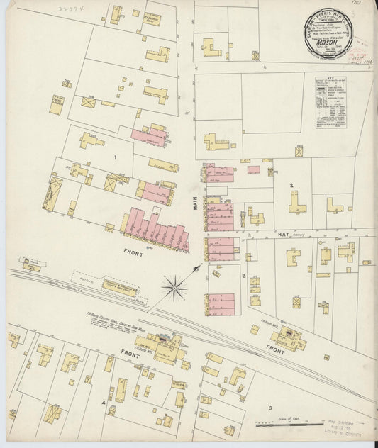 Sanborn Fire Insurance Map from Mason, Tipton County, Tennessee (1896), Sheet #0001 - Historic Sanborn Fire Insurance Map Print, vintage old map wall art, antique decor, genealogy gift, Tennessee Tennessee map