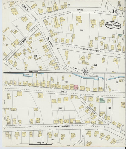 Sanborn Fire Insurance Map from New London, New London County, Connecticut (1891), Sheet #0016 - Complete Map Set gallery image, historic Sanborn map, vintage wall art, Connecticut Connecticut