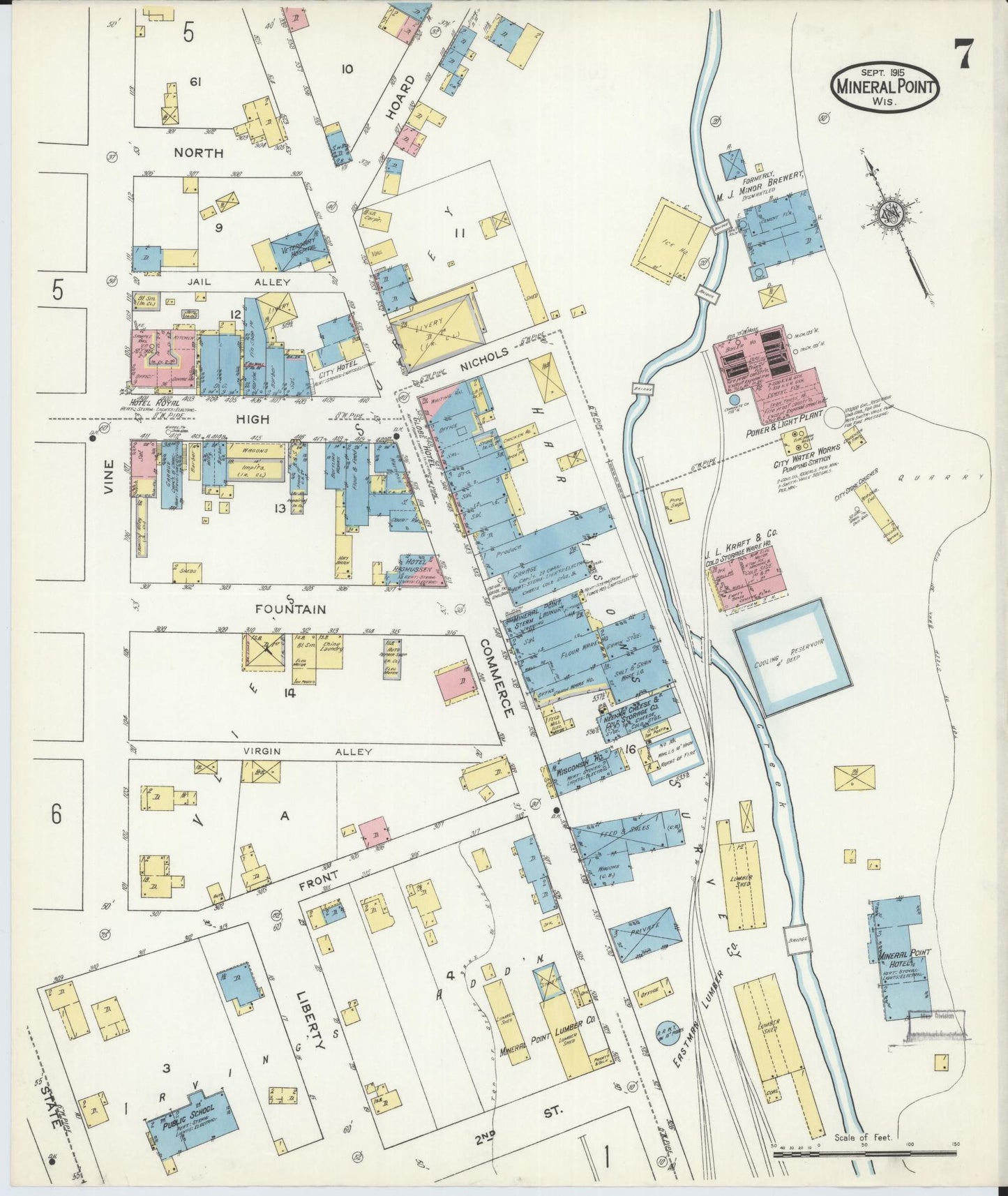 Sanborn Fire Insurance Map from Mineral Point, Iowa County, Wisconsin (1915), Sheet #0007 - Complete Map Set gallery image, historic Sanborn map, vintage wall art, Wisconsin Wisconsin