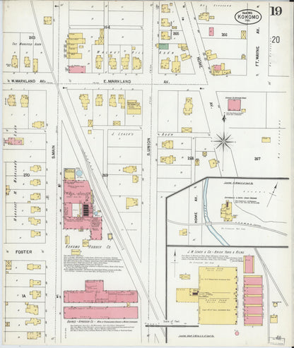 Sanborn Fire Insurance Map from Kokomo, Howard County, Indiana (1902), Sheet #0019 - Historic Sanborn Fire Insurance Map Print, vintage old map wall art, antique decor, genealogy gift, Indiana Indiana map