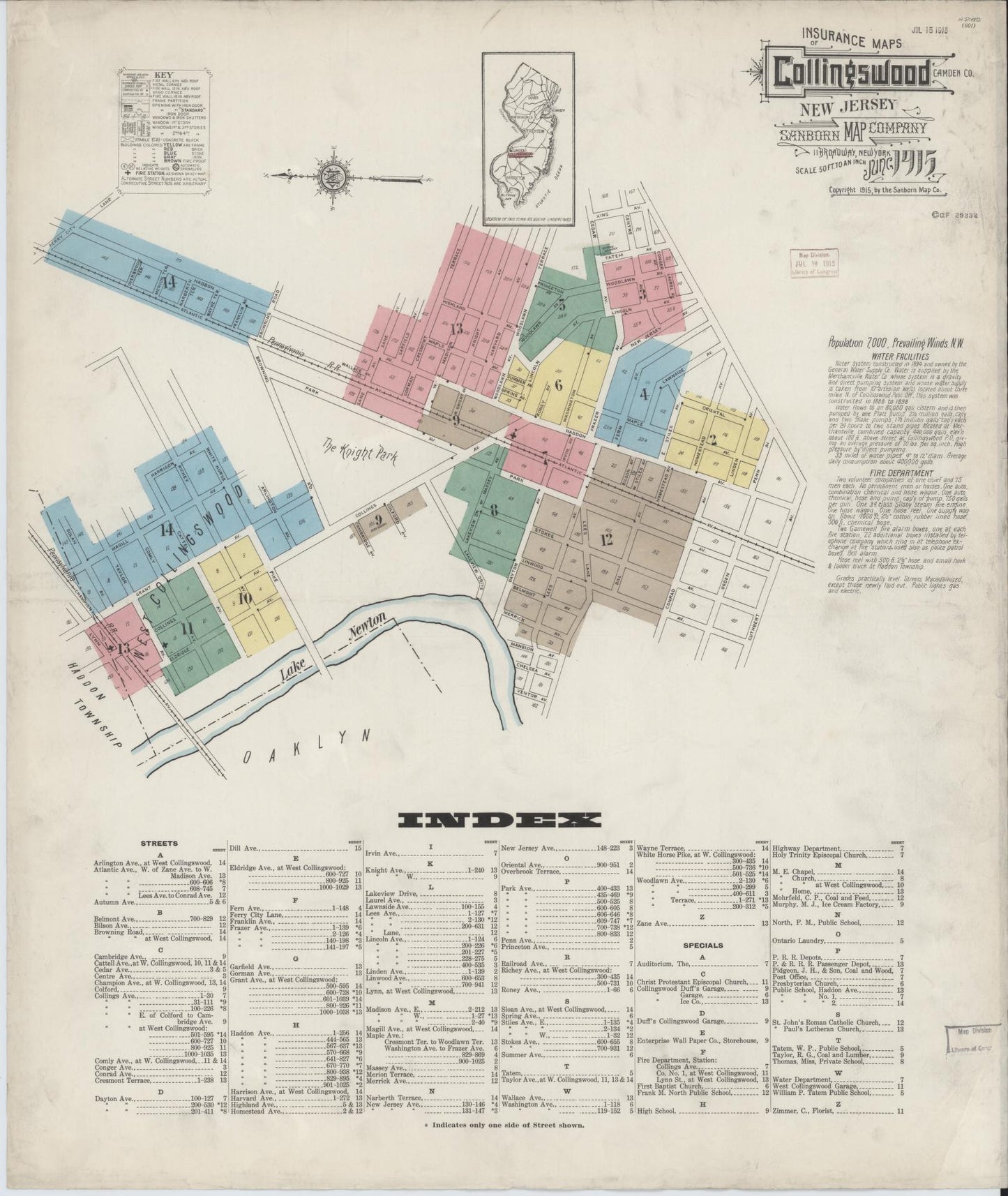 Sanborn Fire Insurance Map from Collingswood, Camden County, New Jersey. (1915) – Historic Sanborn Fire Insurance Map Print