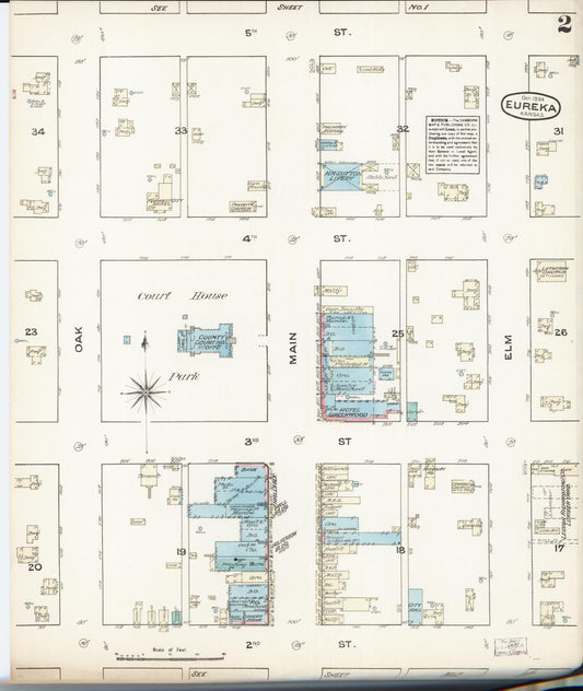Sanborn Fire Insurance Map from Eureka, Greenwood County, Kansas (1884), Sheet #0002 - Historic Sanborn Fire Insurance Map Print, vintage old map wall art, antique decor, genealogy gift, Kansas Kansas map