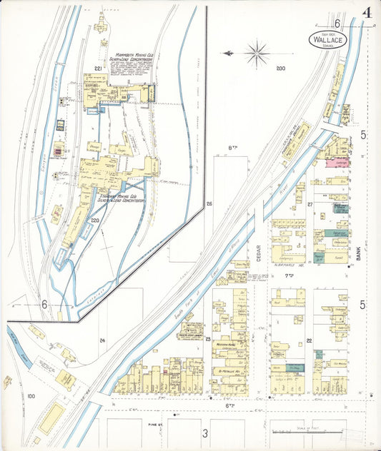 Sanborn Fire Insurance Map from Wallace, Shoshone County, Idaho (1901), Sheet #0004 - Historic Sanborn Fire Insurance Map Print, vintage old map wall art, antique decor, genealogy gift, Idaho Idaho map