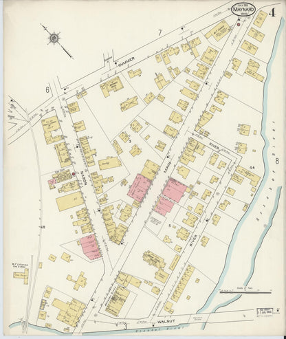 Sanborn Fire Insurance Map from Maynard, Middlesex County, Massachusetts (1915), Sheet #0004 - Complete Map Set gallery image, historic Sanborn map, vintage wall art, Massachusetts Massachusetts