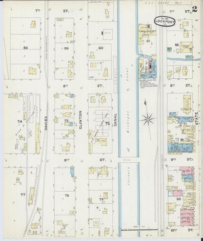 Sanborn Fire Insurance Map from Lockport, Will County, Illinois (1891), Sheet #0002 - Historic Sanborn Fire Insurance Map Print, vintage old map wall art, antique decor, genealogy gift, Illinois Illinois map