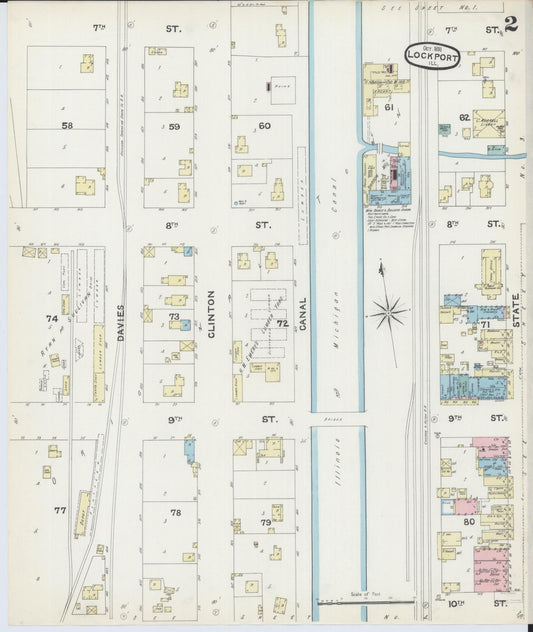 Sanborn Fire Insurance Map from Lockport, Will County, Illinois (1891), Sheet #0002 - Historic Sanborn Fire Insurance Map Print, vintage old map wall art, antique decor, genealogy gift, Illinois Illinois map