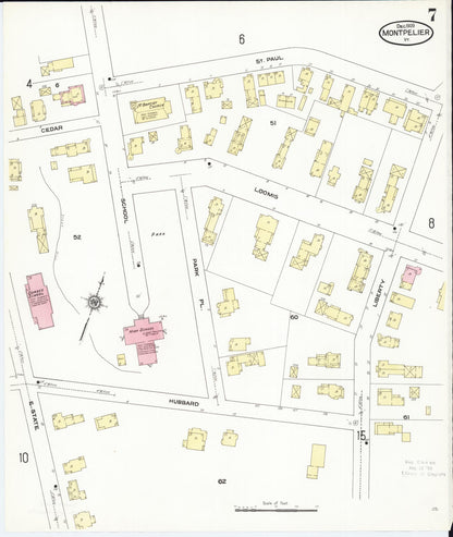 Sanborn Fire Insurance Map from Montpelier, Washington County, Vermont (1909), Sheet #0007 - Complete Map Set gallery image, historic Sanborn map, vintage wall art, Vermont Vermont