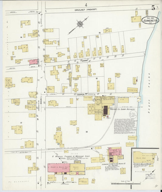 Sanborn Fire Insurance Map from Jeannerette, Iberia Parish, Louisiana (1912), Sheet #0005 - Historic Sanborn Fire Insurance Map Print, vintage old map wall art, antique decor, genealogy gift, Louisiana Louisiana map
