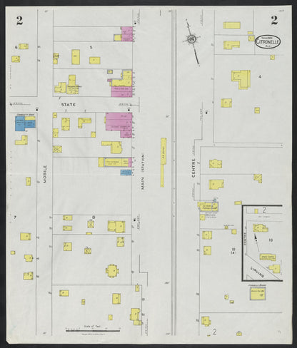 Sanborn Fire Insurance Map from Citronelle, Mobile County, Alabama (1926), Sheet #0002 - Complete Map Set gallery image, historic Sanborn map, vintage wall art, Alabama Alabama