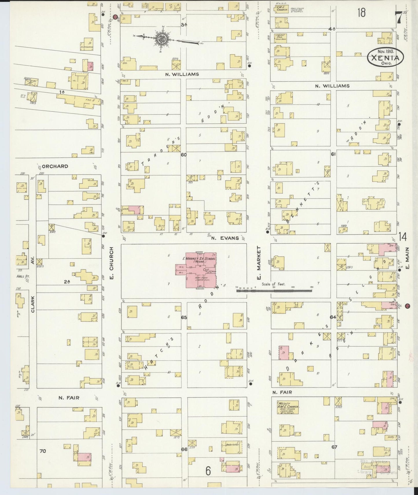 Sanborn Fire Insurance Map from Xenia, Greene County, Ohio (1910), Sheet #0007 - Complete Map Set gallery image, historic Sanborn map, vintage wall art, Ohio Ohio
