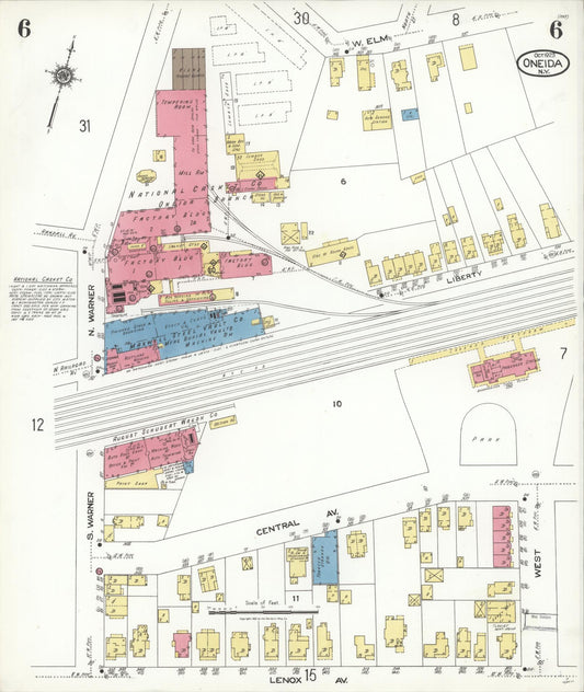 Sanborn Fire Insurance Map from Oneida, Madison County, New York (1923), Sheet #0006 - Historic Sanborn Fire Insurance Map Print, vintage old map wall art, antique decor, genealogy gift, New York New York map