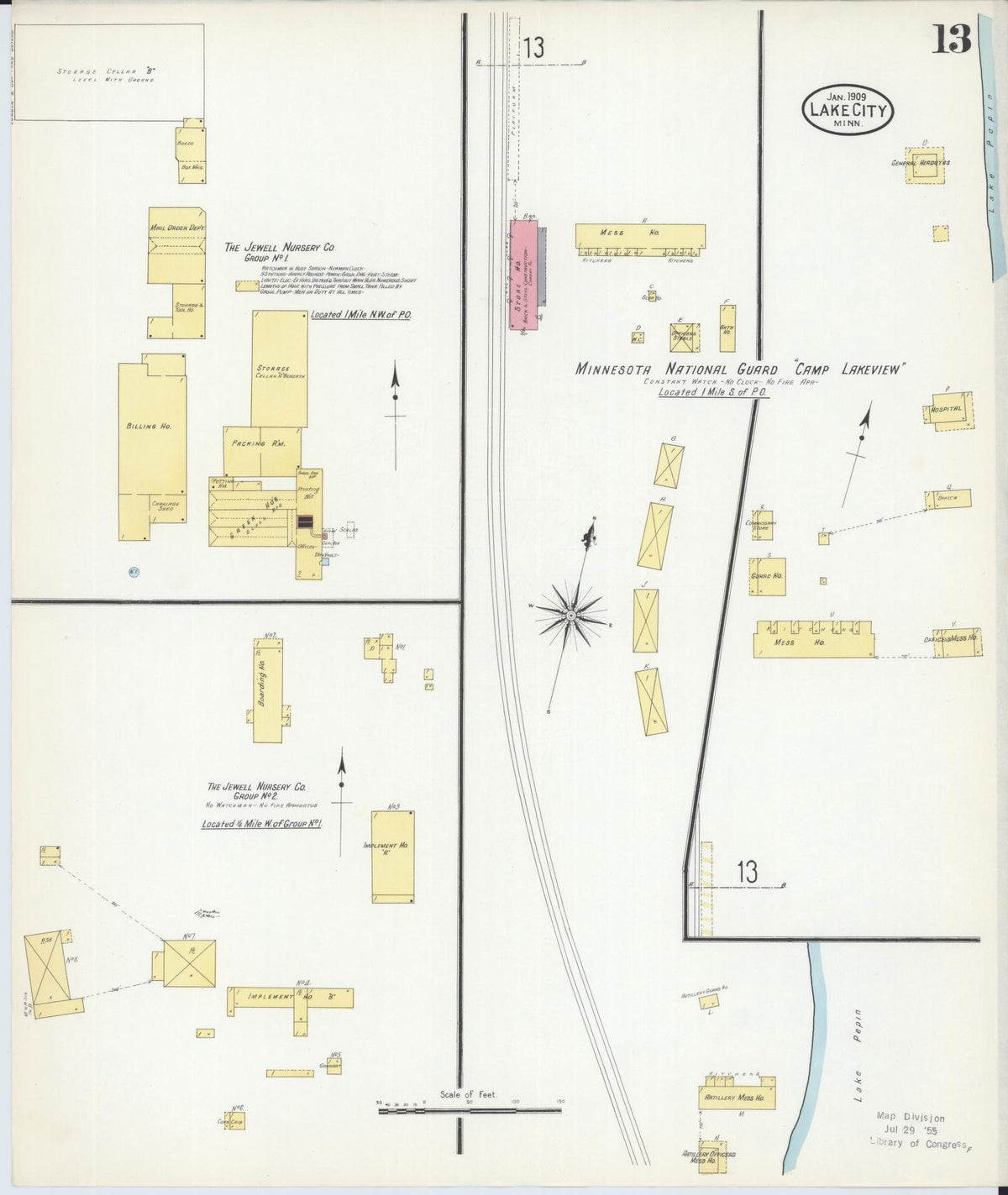 Sanborn Fire Insurance Map from Lake City, Wabasha County, Minnesota (1909), Sheet #0013 - Historic Sanborn Fire Insurance Map Print, vintage old map wall art, antique decor, genealogy gift, Minnesota Minnesota map