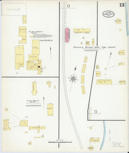 Sanborn Fire Insurance Map from Lake City, Wabasha County, Minnesota (1909), Sheet #0013 - Historic Sanborn Fire Insurance Map Print, vintage old map wall art, antique decor, genealogy gift, Minnesota Minnesota map