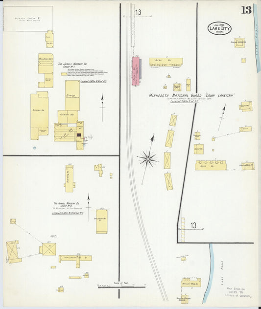 Sanborn Fire Insurance Map from Lake City, Wabasha County, Minnesota (1909), Sheet #0013 - Historic Sanborn Fire Insurance Map Print, vintage old map wall art, antique decor, genealogy gift, Minnesota Minnesota map