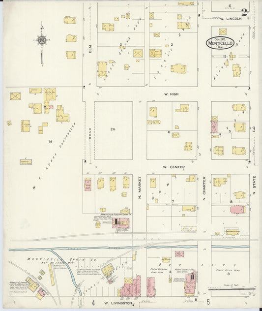 Sanborn Fire Insurance Map from Monticello, Piatt County, Illinois (1915), Sheet #0002 - Historic Sanborn Fire Insurance Map Print, vintage old map wall art, antique decor, genealogy gift, Illinois Illinois map