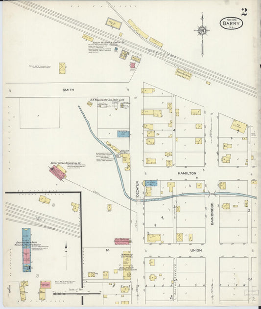 Sanborn Fire Insurance Map from Barry, Pike County, Illinois (1913), Sheet #0002 - Historic Sanborn Fire Insurance Map Print, vintage old map wall art, antique decor, genealogy gift, Illinois Illinois map