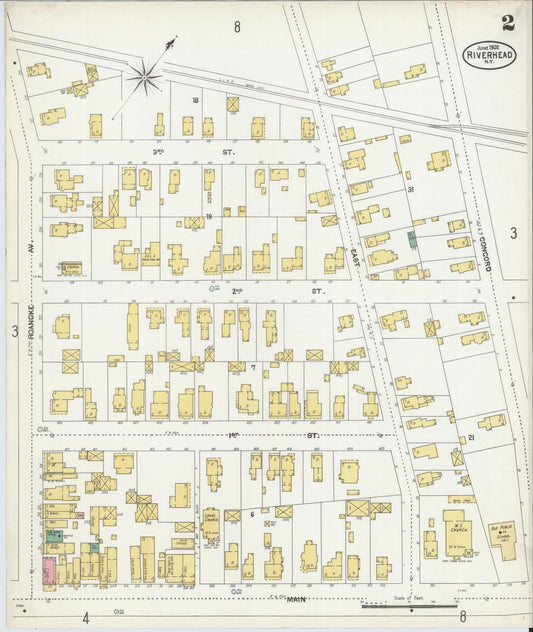 Sanborn Fire Insurance Map from Riverhead, Suffolk County, New York (1902), Sheet #0002 - Historic Sanborn Fire Insurance Map Print, vintage old map wall art, antique decor, genealogy gift, New York New York map