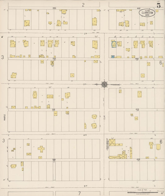 Sanborn Fire Insurance Map from Clarkston, Asotin County, Washington (1922), Sheet #0005 - Historic Sanborn Fire Insurance Map Print, vintage old map wall art, antique decor, genealogy gift, Washington Washington map