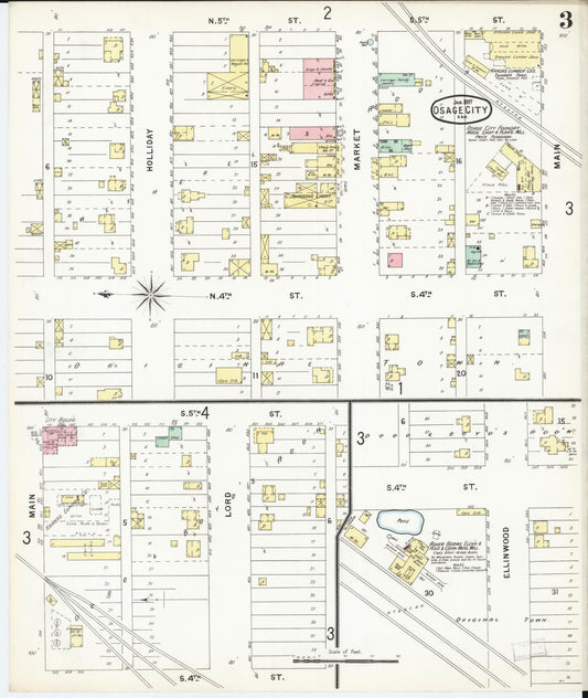Sanborn Fire Insurance Map from Osage City, Osage County, Kansas (1897), Sheet #0003 - Historic Sanborn Fire Insurance Map Print, vintage old map wall art, antique decor, genealogy gift, Kansas Kansas map