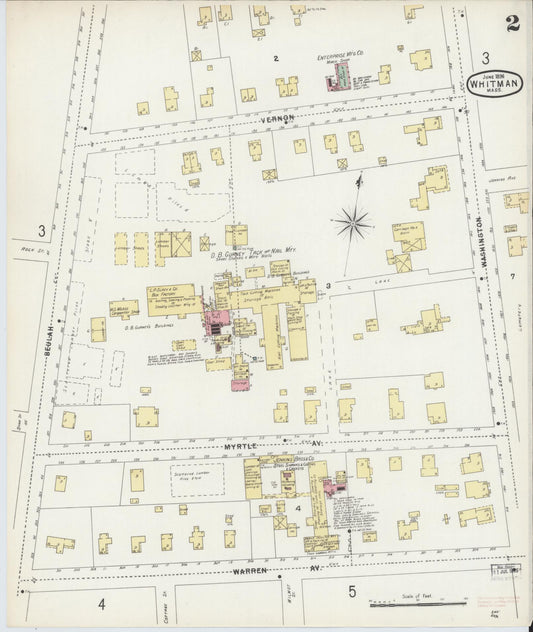 Sanborn Fire Insurance Map from Whitman, Plymouth County, Massachusetts (1896), Sheet #0002 - Historic Sanborn Fire Insurance Map Print, vintage old map wall art, antique decor, genealogy gift, Massachusetts Massachusetts map