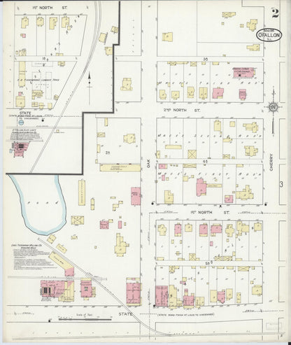 Sanborn Fire Insurance Map from O'Fallon, Saint Clair County, Illinois (1914), Sheet #0002 - Historic Sanborn Fire Insurance Map Print, vintage old map wall art, antique decor, genealogy gift, Illinois Illinois map