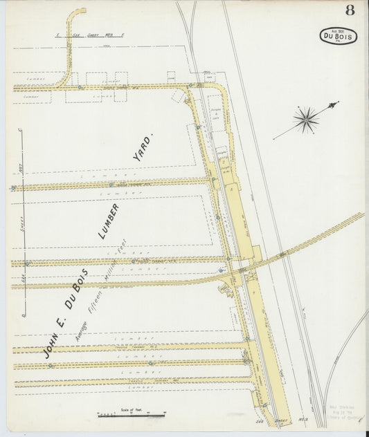 Sanborn Fire Insurance Map from Du Bois, Clearfield County, Pennsylvania (1891), Sheet #0008 - Historic Sanborn Fire Insurance Map Print, vintage old map wall art, antique decor, genealogy gift, Pennsylvania Pennsylvania map