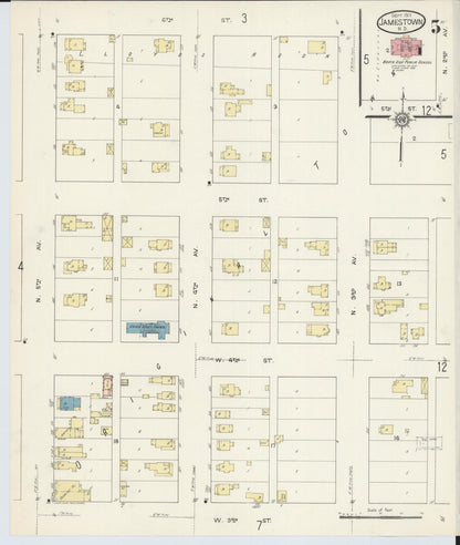 Sanborn Fire Insurance Map from Jamestown, Stutsman County, North Dakota (1913), Sheet #0005 - Complete Map Set gallery image, historic Sanborn map, vintage wall art, North Dakota North Dakota