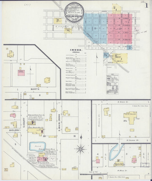Sanborn Fire Insurance Map from Bowling Green, Pike County, Missouri (1895), Sheet #0001 - Historic Sanborn Fire Insurance Map Print, vintage old map wall art, antique decor, genealogy gift, Missouri Missouri map