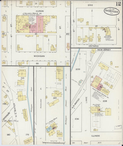 Sanborn Fire Insurance Map from Sheboygan, Sheboygan County, Wisconsin (1887), Sheet #0012 - Complete Map Set gallery image, historic Sanborn map, vintage wall art, Wisconsin Wisconsin