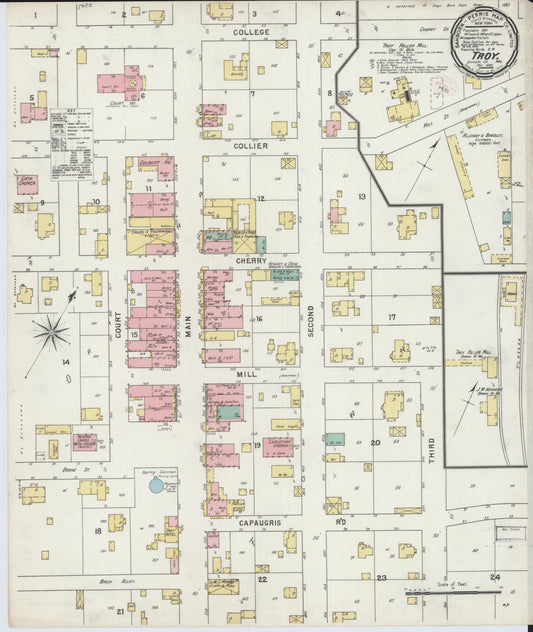 Sanborn Fire Insurance Map from Troy, Lincoln County, Missouri (1895), Sheet #0001 - Historic Sanborn Fire Insurance Map Print, vintage old map wall art, antique decor, genealogy gift, Missouri Missouri map