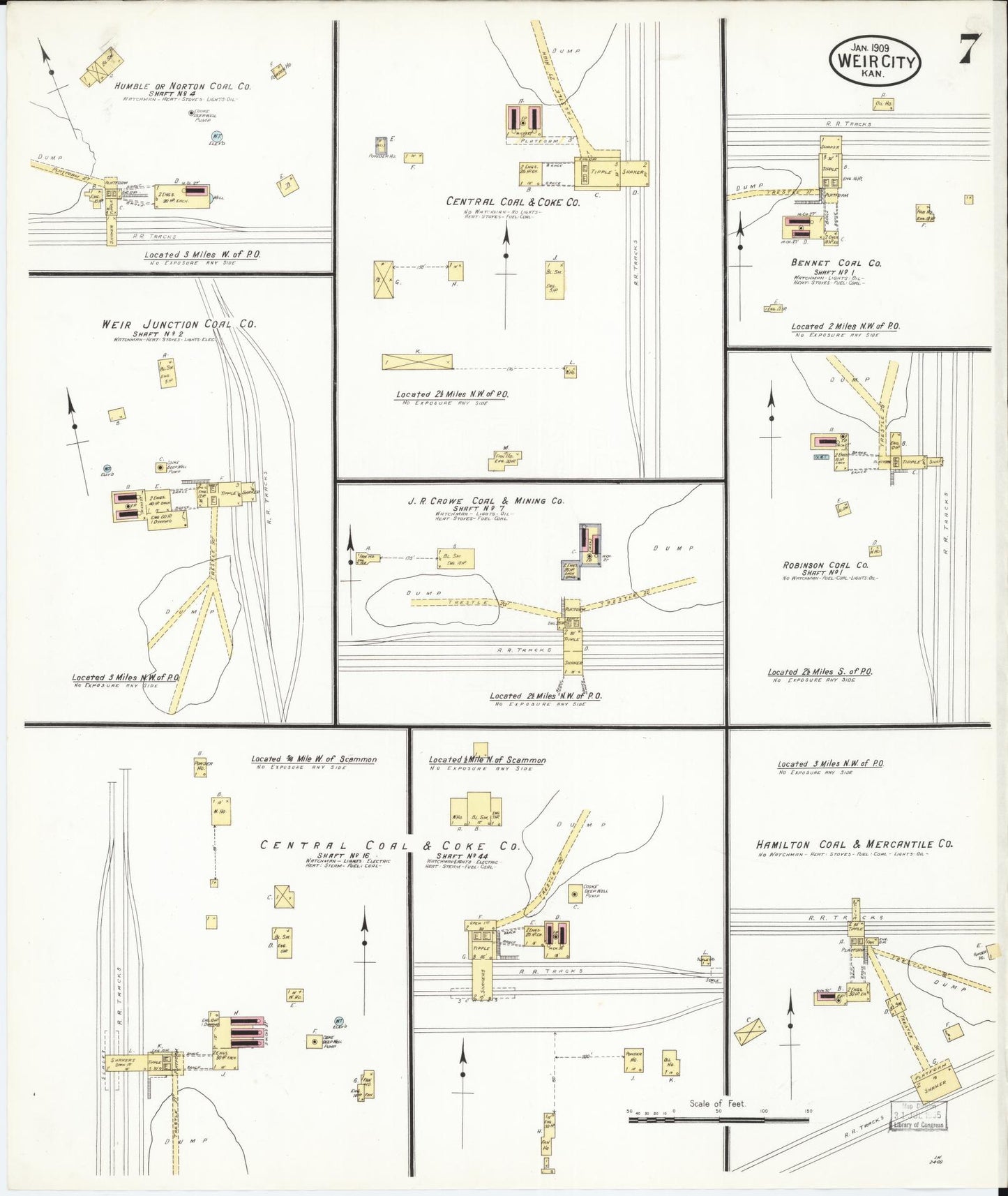 Sanborn Fire Insurance Map from Weir, Cherokee County, Kansas (1909), Sheet #0007 - Complete Map Set gallery image, historic Sanborn map, vintage wall art, Kansas Kansas