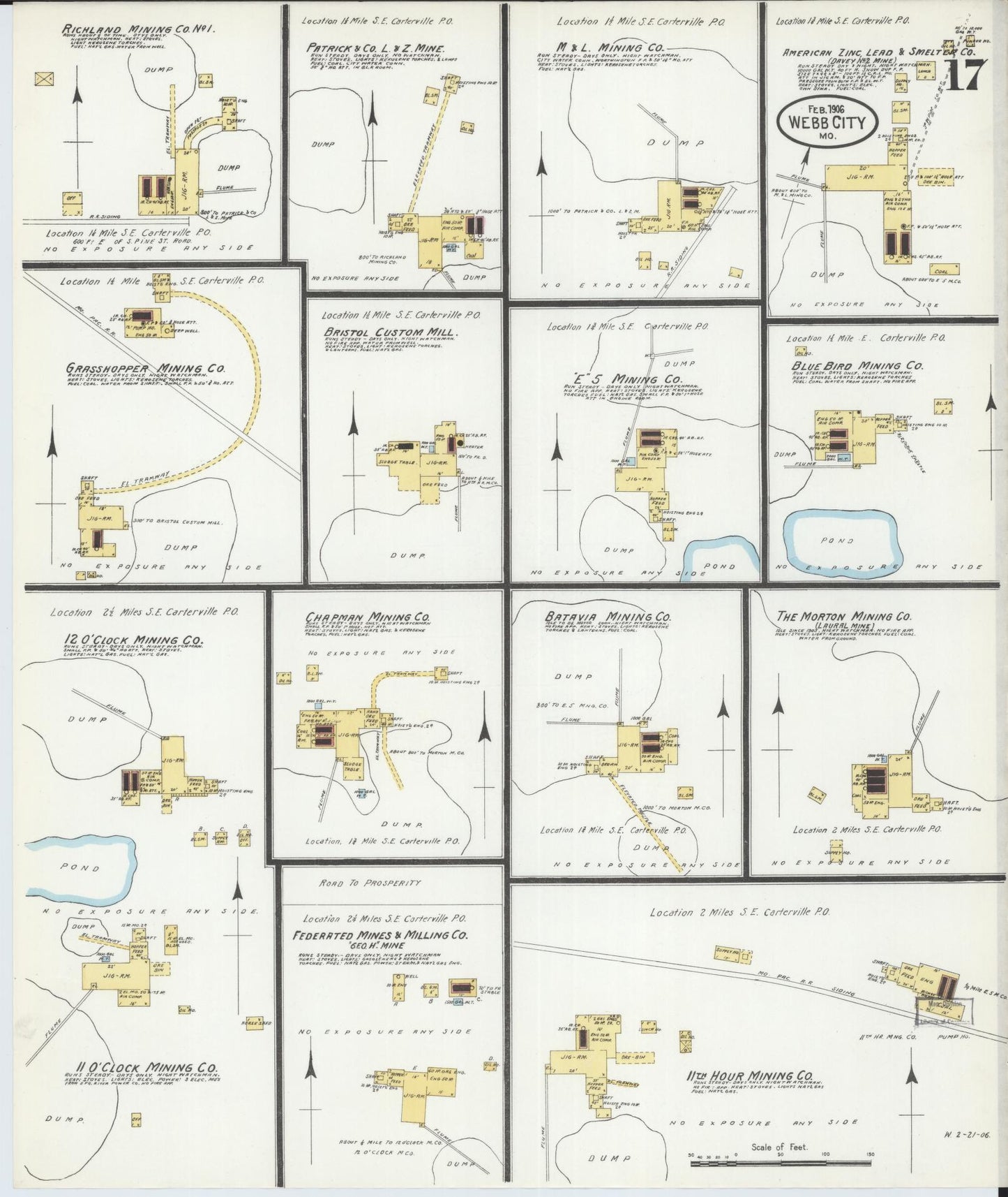 Sanborn Fire Insurance Map from Webb City, Jasper County, Missouri (1906), Sheet #0017 - Historic Sanborn Fire Insurance Map Print, vintage old map wall art, antique decor, genealogy gift, Missouri Missouri map