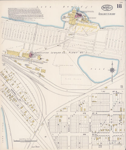Sanborn Fire Insurance Map from Bemidji, Beltrami County, Minnesota (1922), Sheet #0018 - Complete Map Set gallery image, historic Sanborn map, vintage wall art, Minnesota Minnesota
