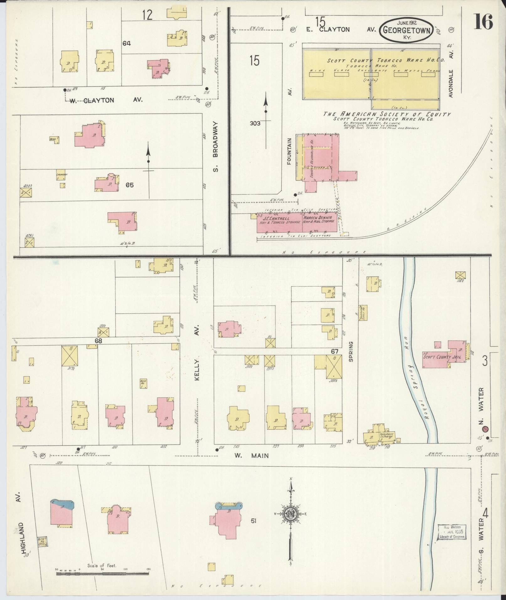 Sanborn Fire Insurance Map from Georgetown, Scott County, Kentucky (1912), Sheet #0016 - Complete Map Set gallery image, historic Sanborn map, vintage wall art, Kentucky Kentucky