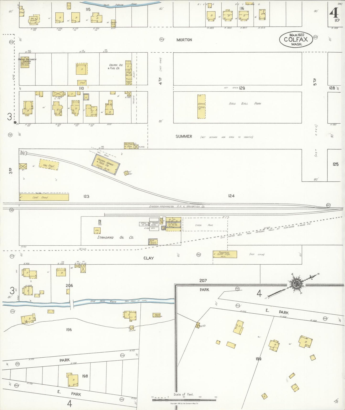 Sanborn Fire Insurance Map from Colfax, Whitman County, Washington (1922), Sheet #0004 - Complete Map Set gallery image, historic Sanborn map, vintage wall art, Washington Washington