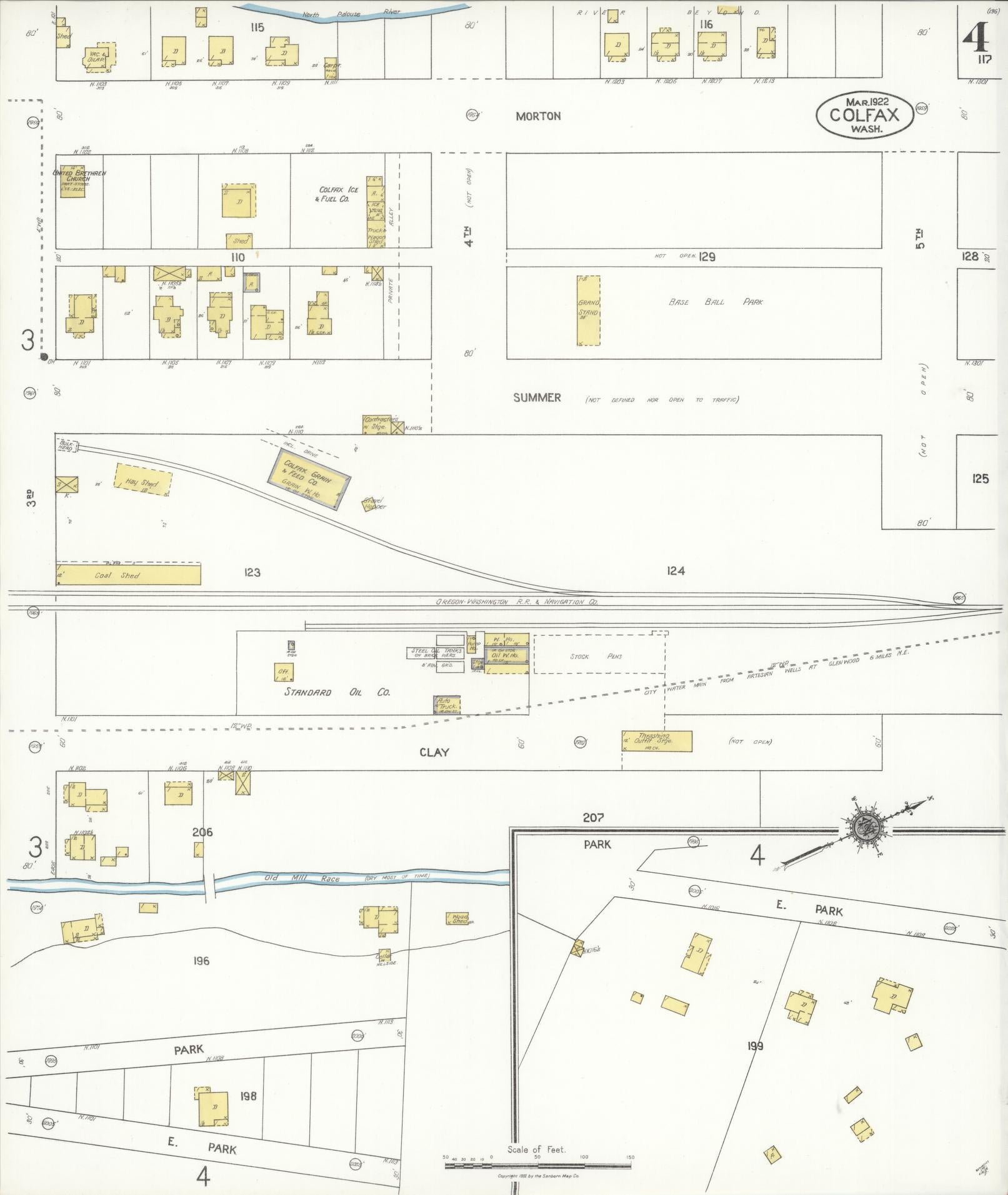 Sanborn Fire Insurance Map from Colfax, Whitman County, Washington (1922), Sheet #0004 - Complete Map Set gallery image, historic Sanborn map, vintage wall art, Washington Washington