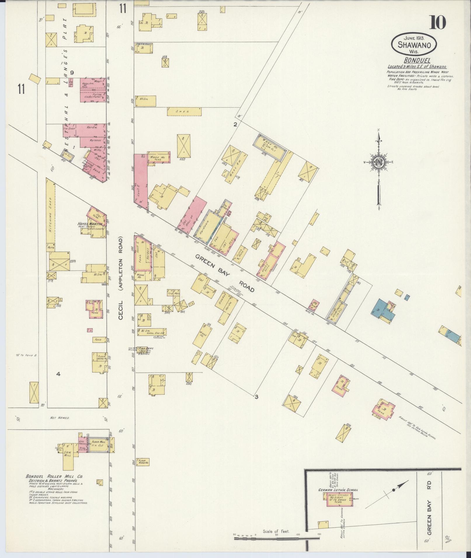 Sanborn Fire Insurance Map from Shawano, Shawano County, Wisconsin (1913), Sheet #0010 - Complete Map Set gallery image, historic Sanborn map, vintage wall art, Wisconsin Wisconsin