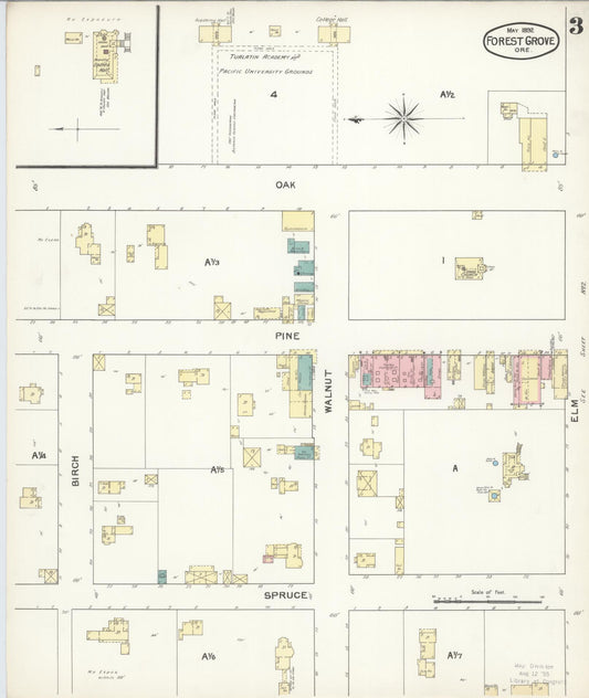 Sanborn Fire Insurance Map from Forest Grove, Washington County, Oregon (1892), Sheet #0003 - Historic Sanborn Fire Insurance Map Print, vintage old map wall art, antique decor, genealogy gift, Oregon Oregon map