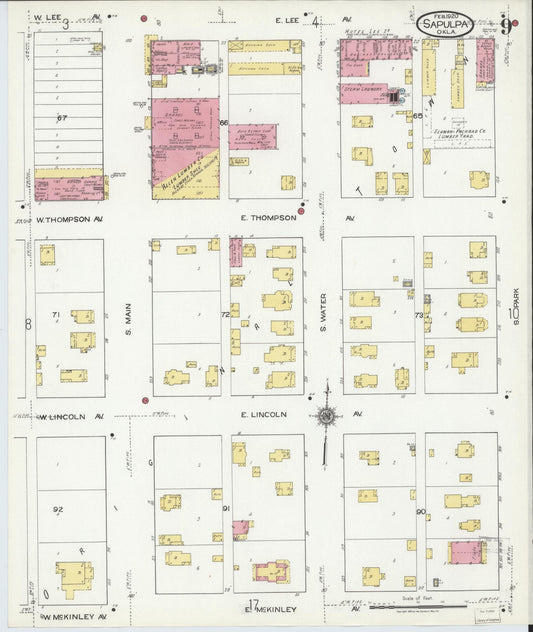 Sanborn Fire Insurance Map from Sapulpa, Creek County, Oklahoma (1920), Sheet #0009 - Historic Sanborn Fire Insurance Map Print, vintage old map wall art, antique decor, genealogy gift, Oklahoma Oklahoma map