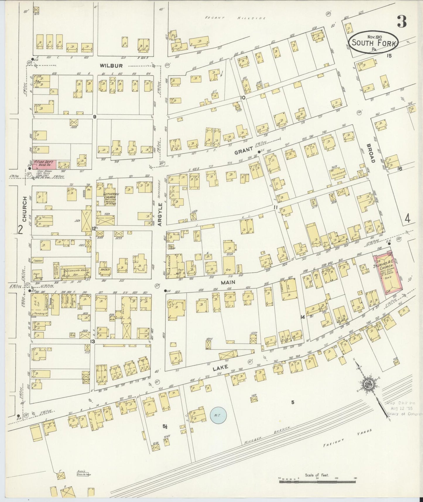 Sanborn Fire Insurance Map from South Fork, Cambria County, Pennsylvania (1910), Sheet #0003 - Complete Map Set gallery image, historic Sanborn map, vintage wall art, Pennsylvania Pennsylvania