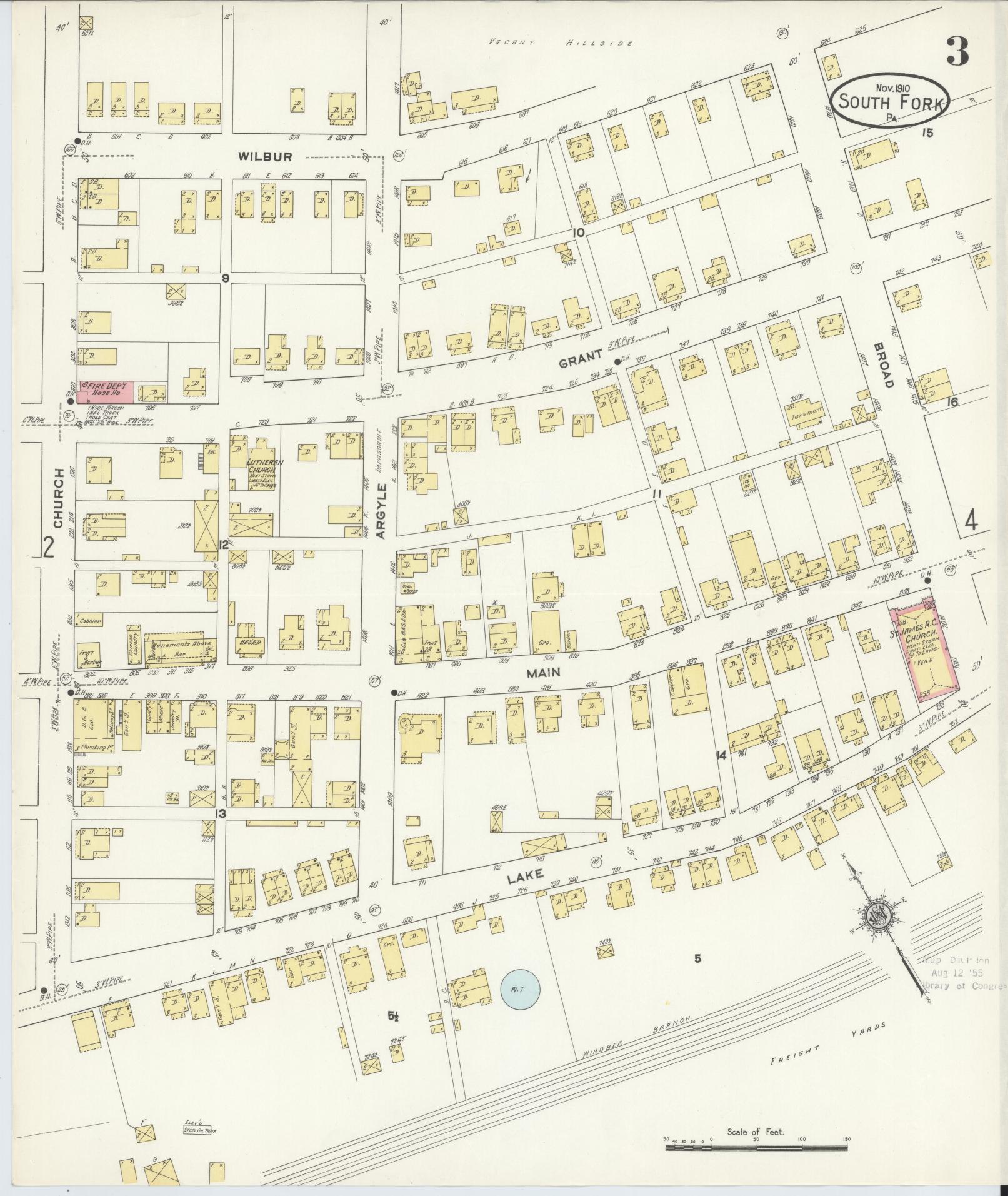 Sanborn Fire Insurance Map from South Fork, Cambria County, Pennsylvania (1910), Sheet #0003 - Complete Map Set gallery image, historic Sanborn map, vintage wall art, Pennsylvania Pennsylvania