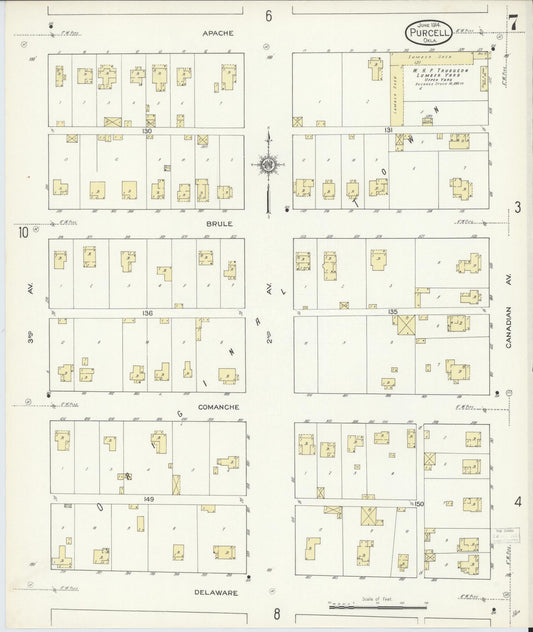 Sanborn Fire Insurance Map from Purcell, McClain County, Oklahoma (1914), Sheet #0007 - Historic Sanborn Fire Insurance Map Print, vintage old map wall art, antique decor, genealogy gift, Oklahoma Oklahoma map